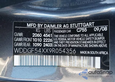 2009 Mercedes-Benz C 300 Luxury/Sport from USA, damaged, VIN WDDGF54XX9R054356